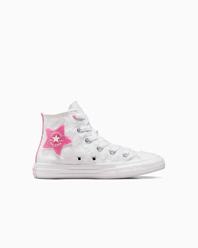 Chuck Taylor All Star Sparkle White/Oops Pink/White, Outer Side View