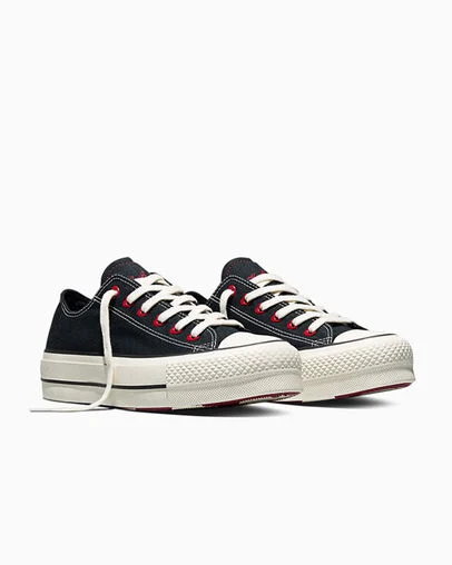 Chuck Taylor All Star Lift Platform Valentine's Day Black/Egret/Days Ahead Red, Top and Side View