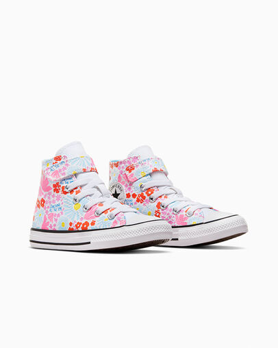 Chuck Taylor All Star Easy On Floral White/True Sky/Oops Pink, Top and Side View