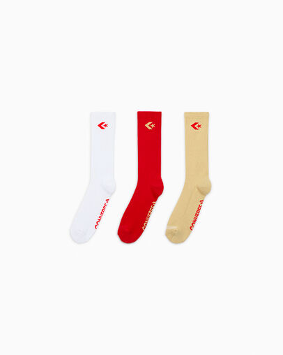 3-Pack Star Chevron Crew Socks Wht/ Red/Miso, Front View