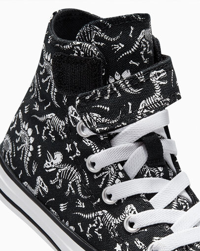 Chuck Taylor All Star Easy-On Dinos Black/White/White, Detail Angle View