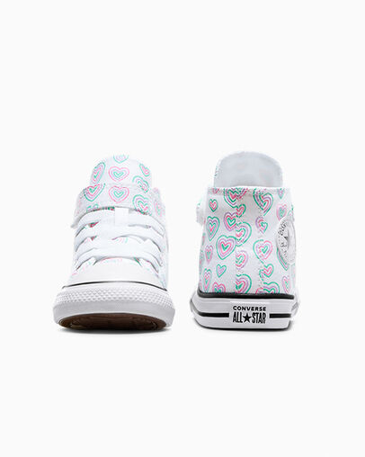 Chuck Taylor All Star Hearts Easy-On White/Oops Pink/White, Heel View