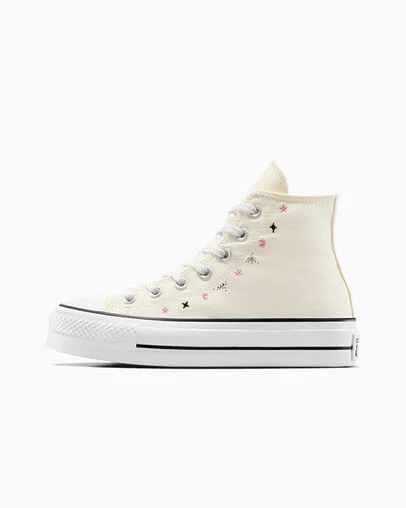 Chuck Taylor All Star Lift Platform Celestial Egret/Black/Cactus Bud, Inner Side View