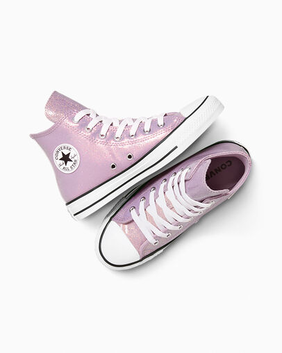 Chuck Taylor All Star Disco Glitter Altitude Lilac/White/Black, Angled View