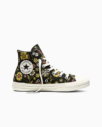 Chuck Taylor All Star Retro Flowers Black/In The Weeds/Hay Day, Outer Side View