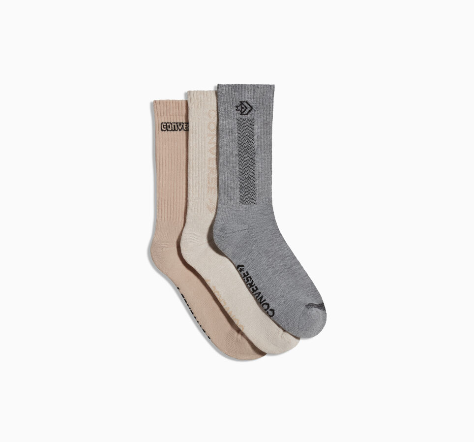 3-Pack Herringbone Crew Socks Neutral