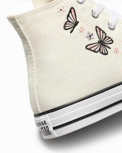 Chuck Taylor All Star Butterflies Egret/Black/White, Detail Angle View