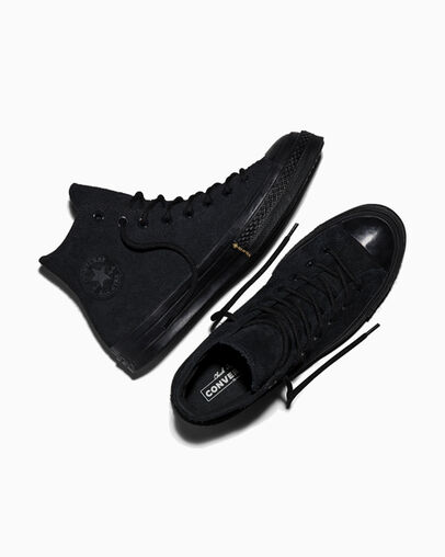 Chuck 70 GORE-TEX Hairy Suede Black/Black/Black, Angled View