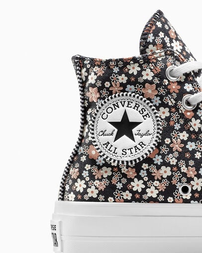 Chuck Taylor All Star Lift Platform Petite Petals Total Eclipse/White, Detail Angle View