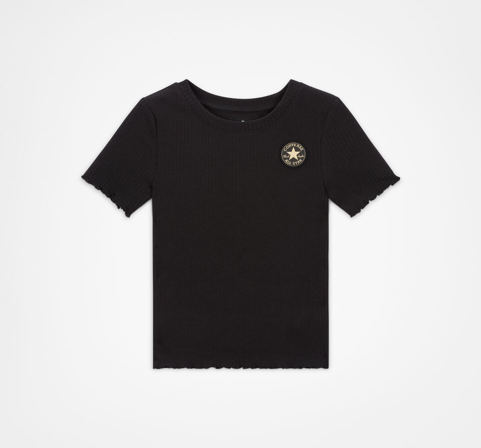Short Sleeve Ribbed Baby Doll T-Shirt Black
