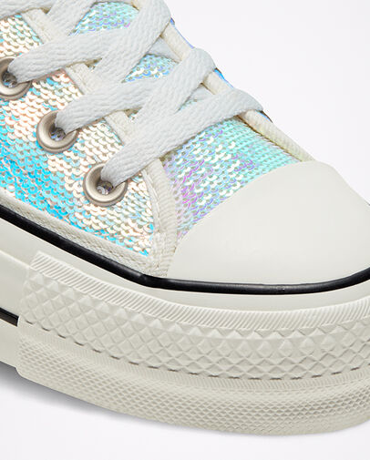 Mini Sequins Chuck Taylor All Star Platform Silver/Vintage White/Black