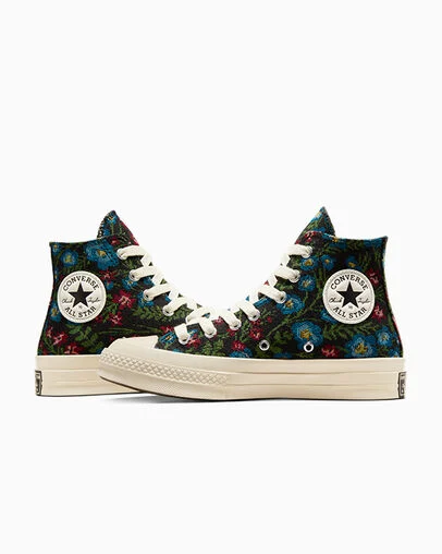 Chuck 70 Floral Tapestry Black/Natural Ivory/Egret, Detail Angle View