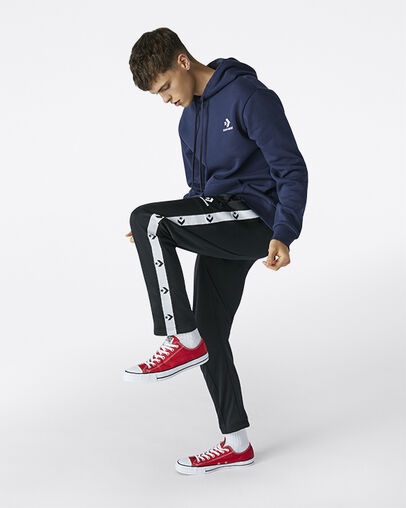 Star Chevron Embroidered Pullover Hoodie Obsidian