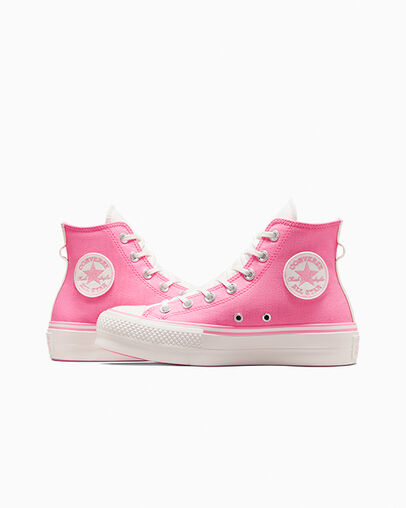 Chuck Taylor All Star Lift Platform Retro Varsity Oops Pink/Oops Pink, Detail Angle View