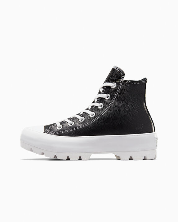 Converse Black Leather Chuck Taylor All Star Lugged High Sneakers