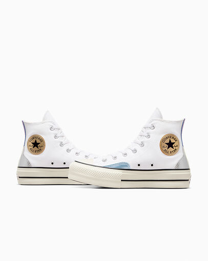 Converse All Star Lift Y2K Chrome White/Silver/Gold, Detail Angle View