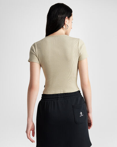 Ribbed Slim T-Shirt Pale Surplus, Back View