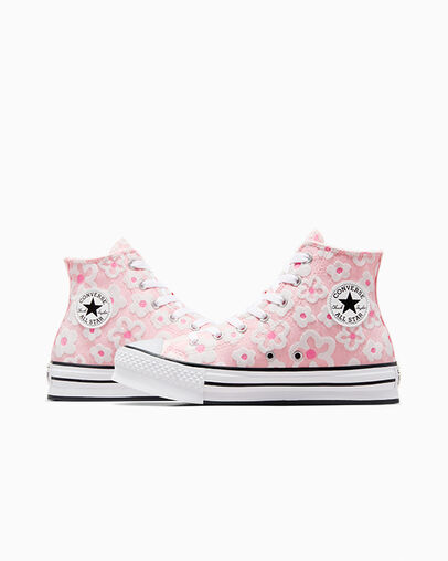 Chuck Taylor All Star Lift Platform Floral Chenille Donut Glaze/Oops Pink/White, Detail Angle View