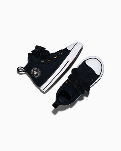 Chuck Taylor All Star Easy-On Velvet Bows Black/White/Petal Pit, Angled View