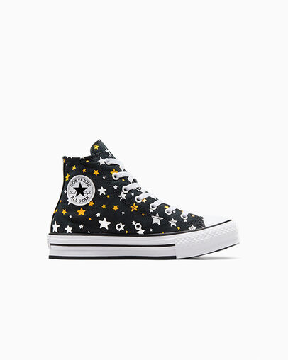 Chuck Taylor All Star Platform Lift Sparkle Black/Silver/Gold, Outer Side View