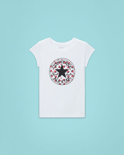 Berry Print Chuck Taylor Patch Short Sleeve Tee White, Front View
