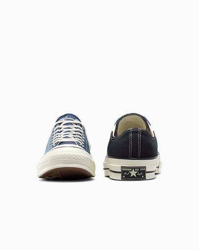 Chuck 70 Archival Stripes Navy/Black/Vintage White, Heel View