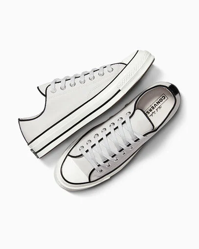 Chuck 70 Canvas & Cotton Barely Grey/Black/Egret, Angled View