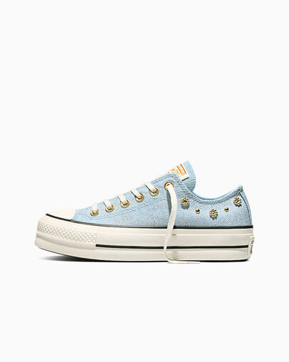 Chuck Taylor All Star Lift Platform Heathered Glam Clear Skies/Egret/Gold, Inner Side View
