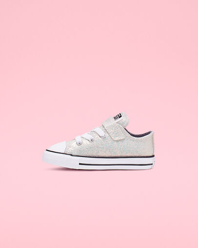 Coated Glitter Hook and Loop Chuck Taylor All Star Wolf Grey/Black/White
