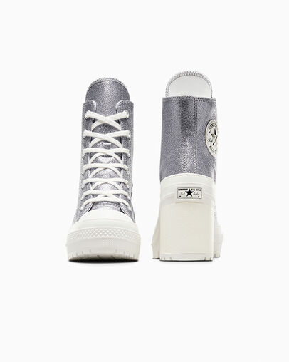 Chuck 70 De Luxe Heel Glitter Gunmetal/Laser Black, Heel View