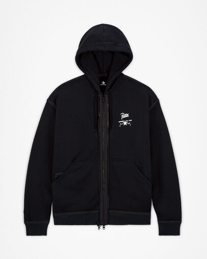 Converse x Patta Four-Leaf Clover Utility Fleece Hoodie Black, Front View