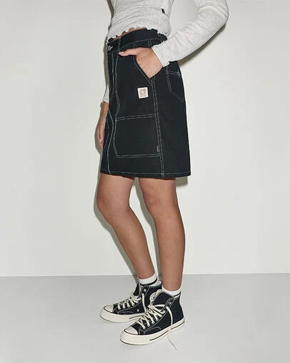 Star Patch Cargo Pencil Skirt Converse Black, Back View