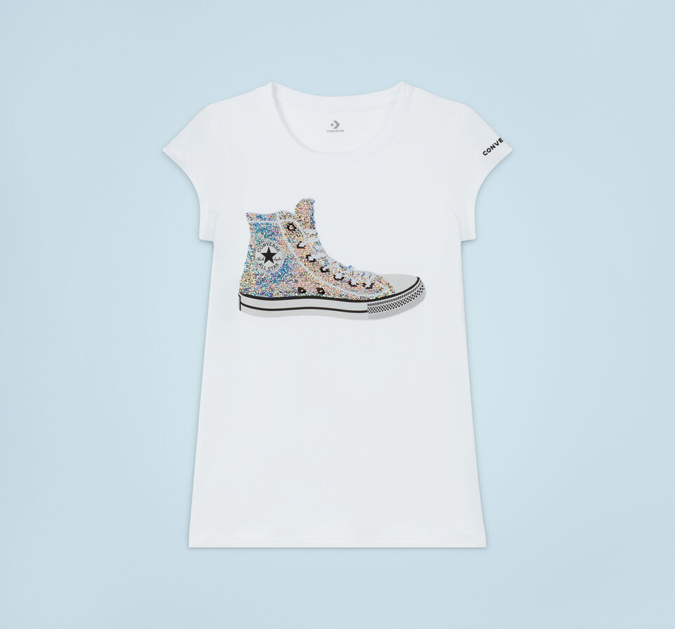 Flip Sequin Chuck T-Shirt White