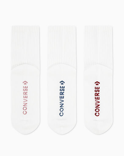 3-Pack Wordmark Half-Crew Socks White / Multi, Detail View