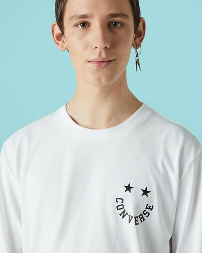 Twisted Varsity Cheerful Cut & Sew Long Sleeve White, Detail View