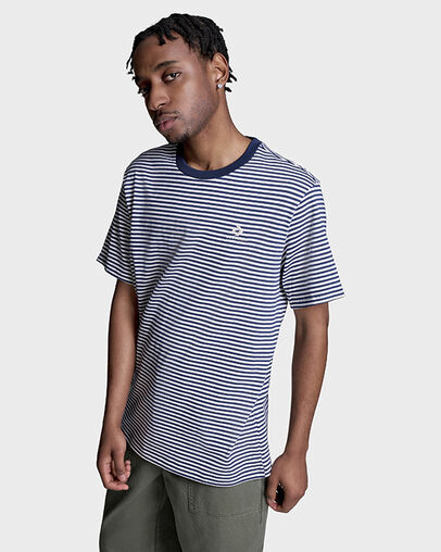 Feeder Stripe T-Shirt Navy/White, Detail View