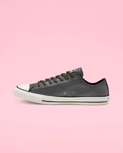Tumbled Leather Chuck Taylor All Star Carbon Grey/Vivid Sulfur/Egret