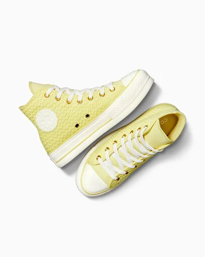 Chuck Taylor All Star Lift Platform Knit Lemon Slushy/Lemon Slushy, Angled View