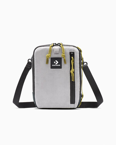 Corduroy Convertible Crossbody Bag Classic Grey, Front View