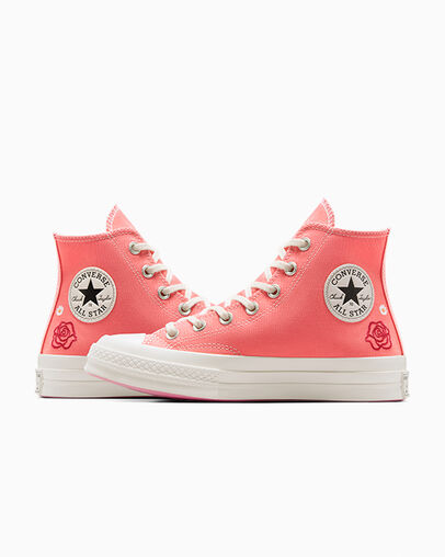 Chuck 70 Summer Embroidery Watermelon Slushy/Egret, Detail Angle View