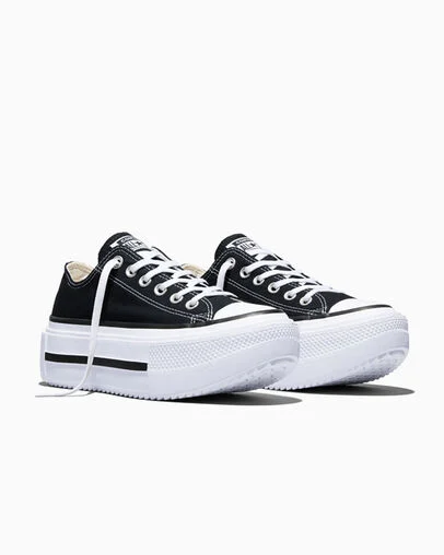 Chuck Taylor All Star Lift Double Stack Platform Canvas Black/White/Black, Top and Side View