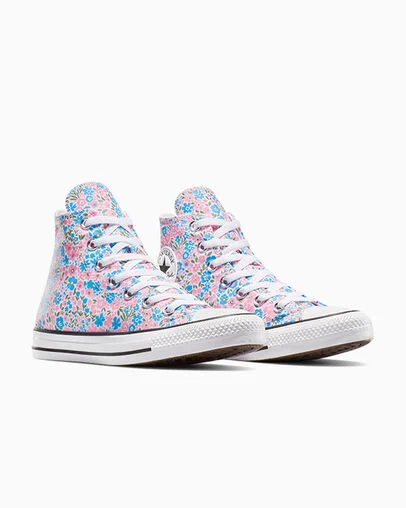 Chuck Taylor All Star Mini Flowers White/Gnarly Blue, Top and Side View