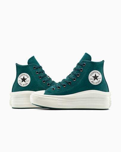 Chuck Taylor All Star Move Platform Suede Jaded Teal/Egret/Black, Detail Angle View