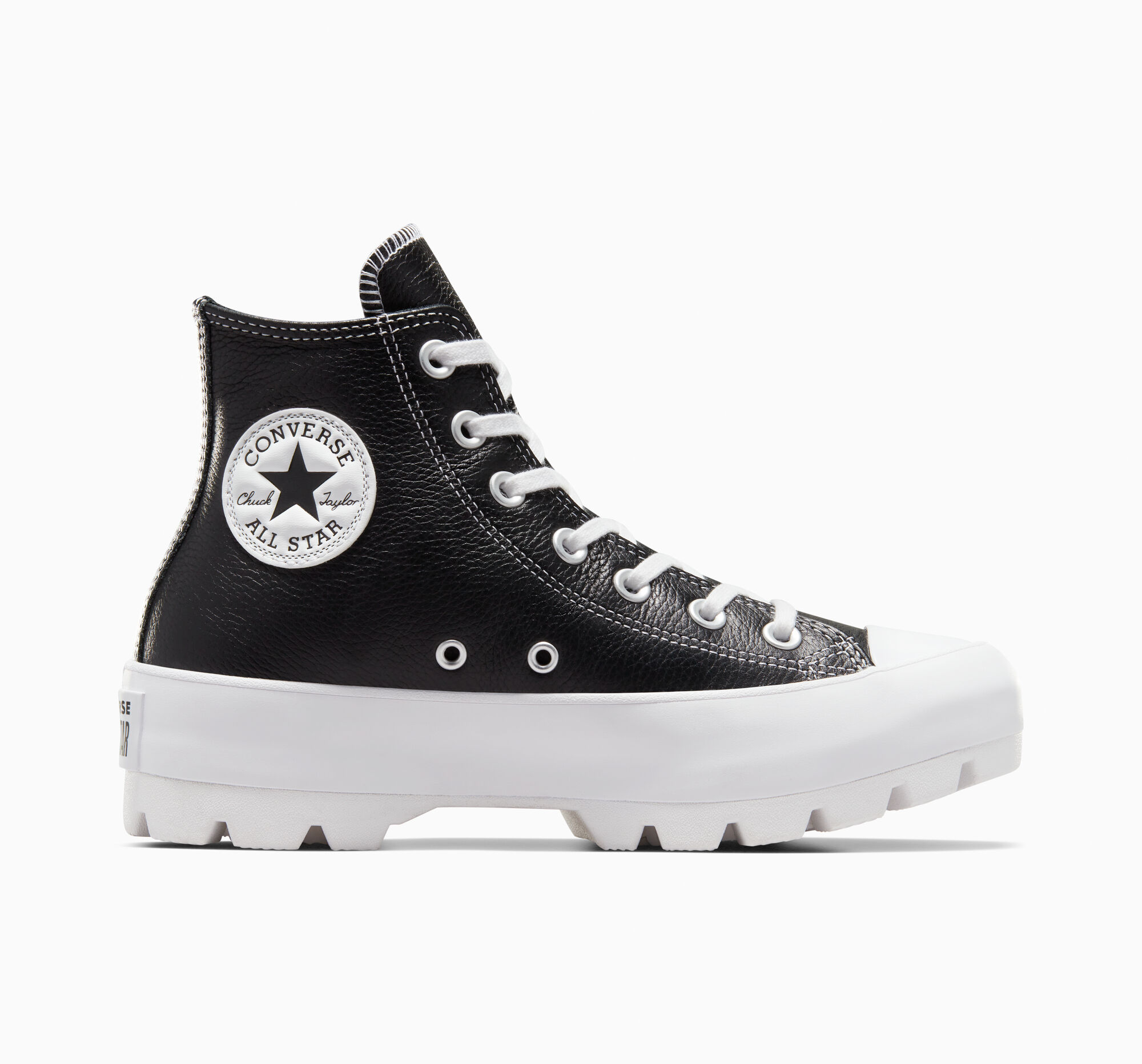 black leather look converse