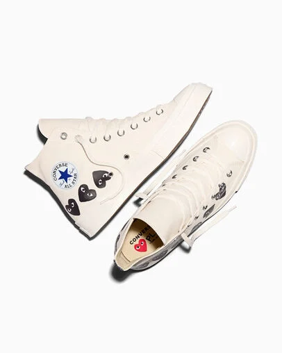 Converse x PLAY Comme des Gar&ccedil;ons Chuck 70 Multi Heart Milk/Black/Egret, Angled View