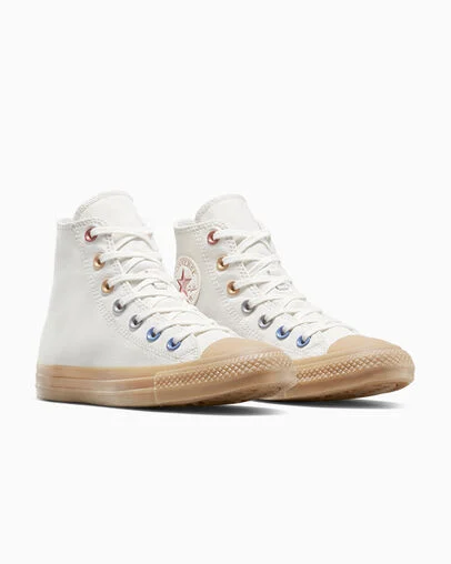 Chuck Taylor All Star Double Patch Vintage White/Gum Light Brown, Top and Side View