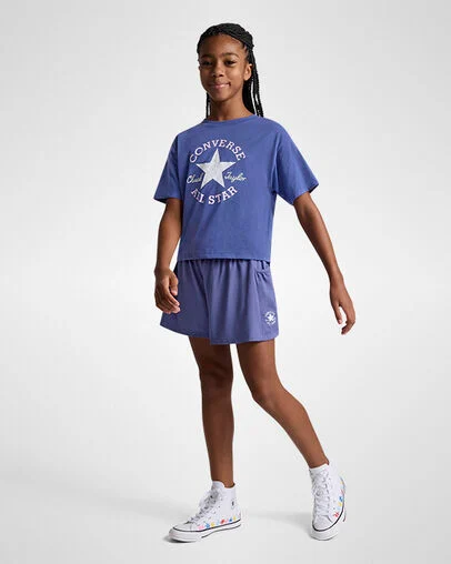 Chuck Taylor Patch Relaxed Short Sleeve T-Shirt Indigo Storm, Full Body View