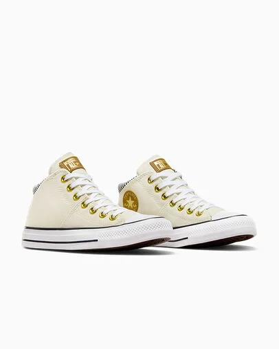 Chuck Taylor All Star Madison Herringbone Stripe Egret/Trek Tan/Obsidian Blue, Top and Side View