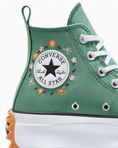 Run Star Hike Platform Little Flowers Admiral Elm Green/White/Gum, Detail Angle View