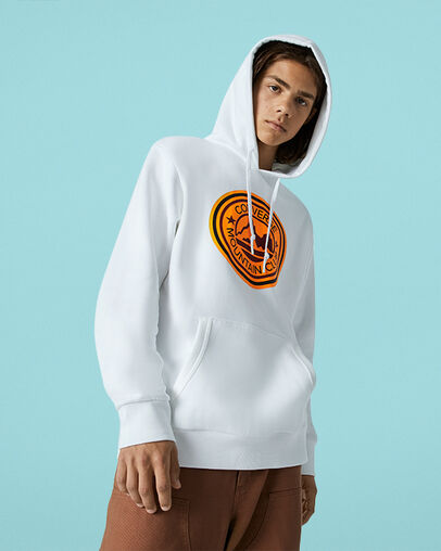Mountain Club Patch Pullover Hoodie White